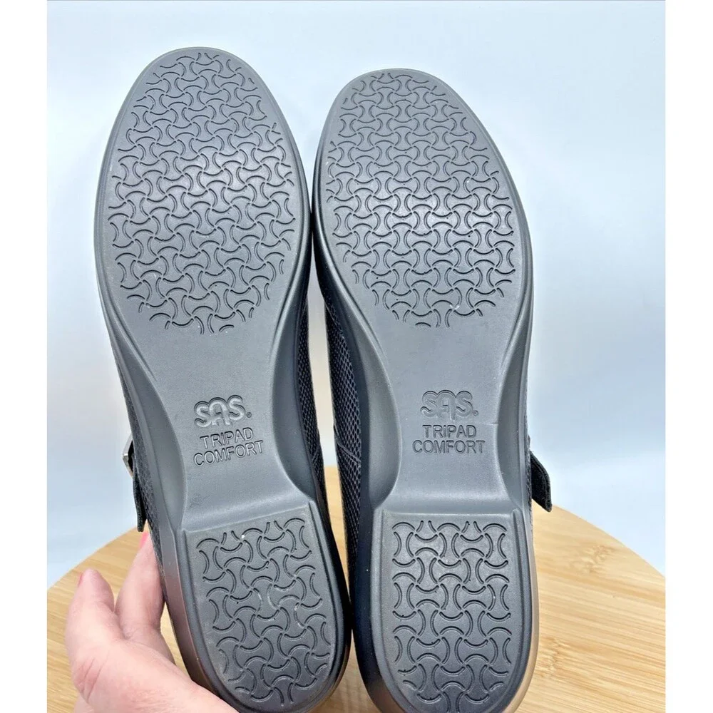 SAS Maria Mary Jane Shoes Womens 10N Black Textured Tripad USA Comfort Buckle